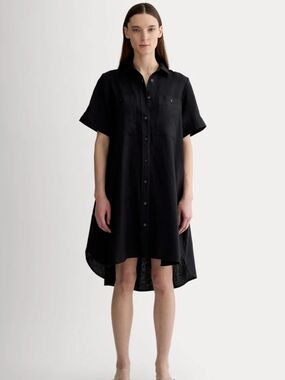 Everlane DayTripper Black linen Shirt Dress